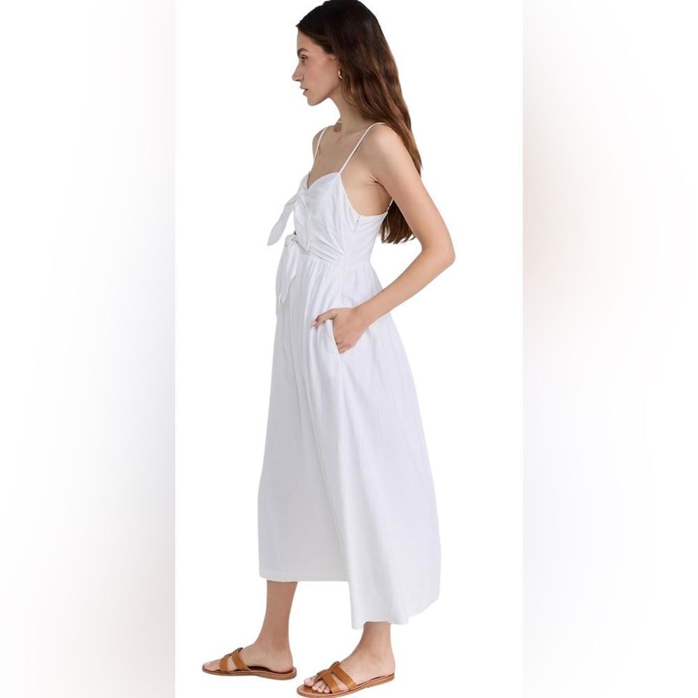 Madewell White Linen Tie-Front Midi  Dress Size 4 - Picture 2 of 6